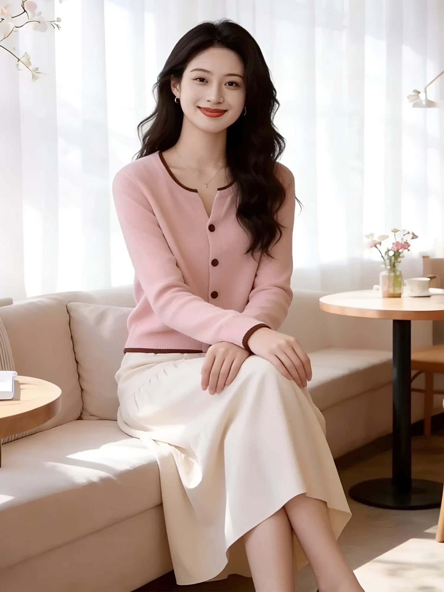 2026 가을 새로운 여성 배색 니트 오픈 가디건 한 부서 패션 몸매 가꾸기 슬림해 보이는 작은 키 다용도 맨위 이미지 3