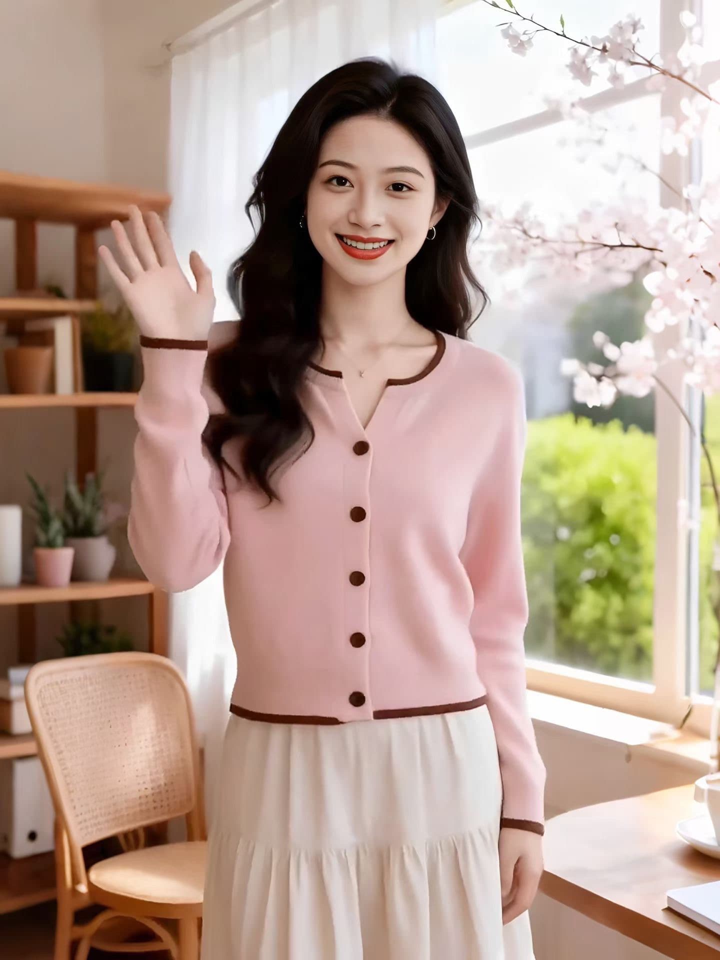2026 가을 새로운 여성 배색 니트 오픈 가디건 한 부서 패션 몸매 가꾸기 슬림해 보이는 작은 키 다용도 맨위 상세 이미지 1