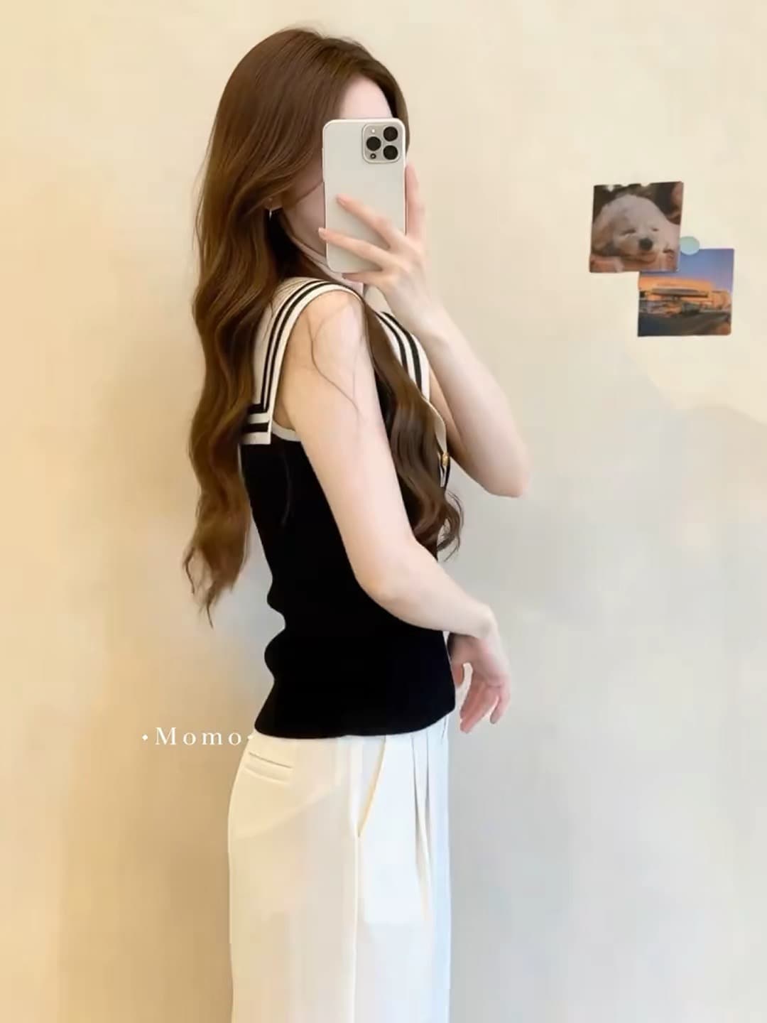 한 부서 학원 스타일 해군 칼라 민소매 니트 조끼 여성 여름 빅 사이즈 지방 mm 몸매 가꾸기 슬림해 보이는 슈퍼 잘 생긴 맨위 상세 이미지 5