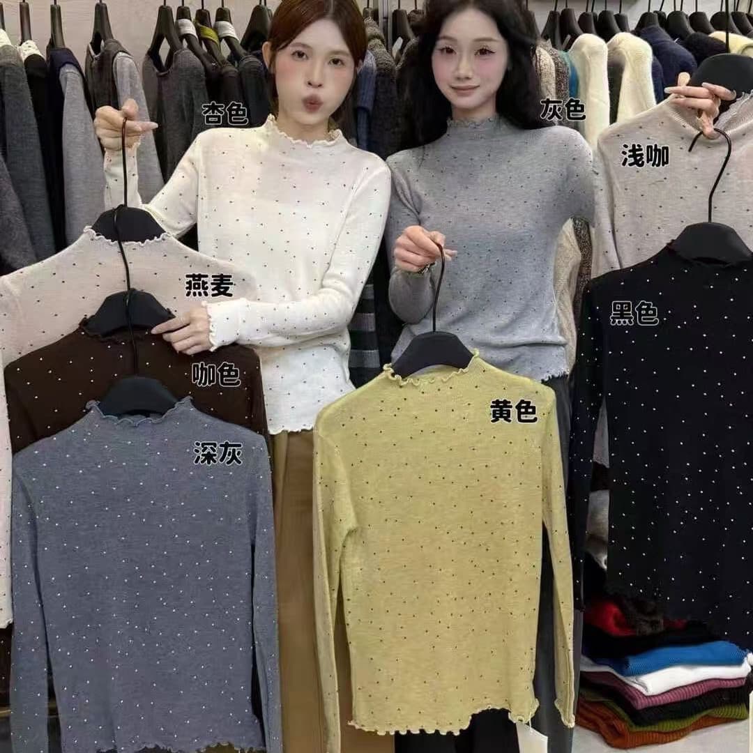작은 샤넬 스타일 인사이드 가져 가라. 도트 무늬 니트 스웨터 여성 가을 겨울 쇼트 스타일 몸매 가꾸기 스웨터 만나는 프릴 긴팔 맨위 상세 이미지 7