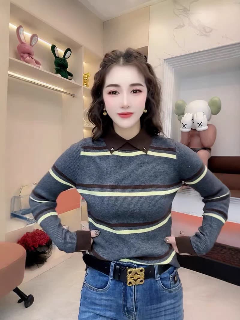 배색 스트라이프 페이크 레이어드 몸매 가꾸기 허리 수축 만나는 인사이드 가져 가라. 긴팔 티셔츠 여성 봄 2026 슈퍼 화재 연령 감소 맨위 상세 이미지 8