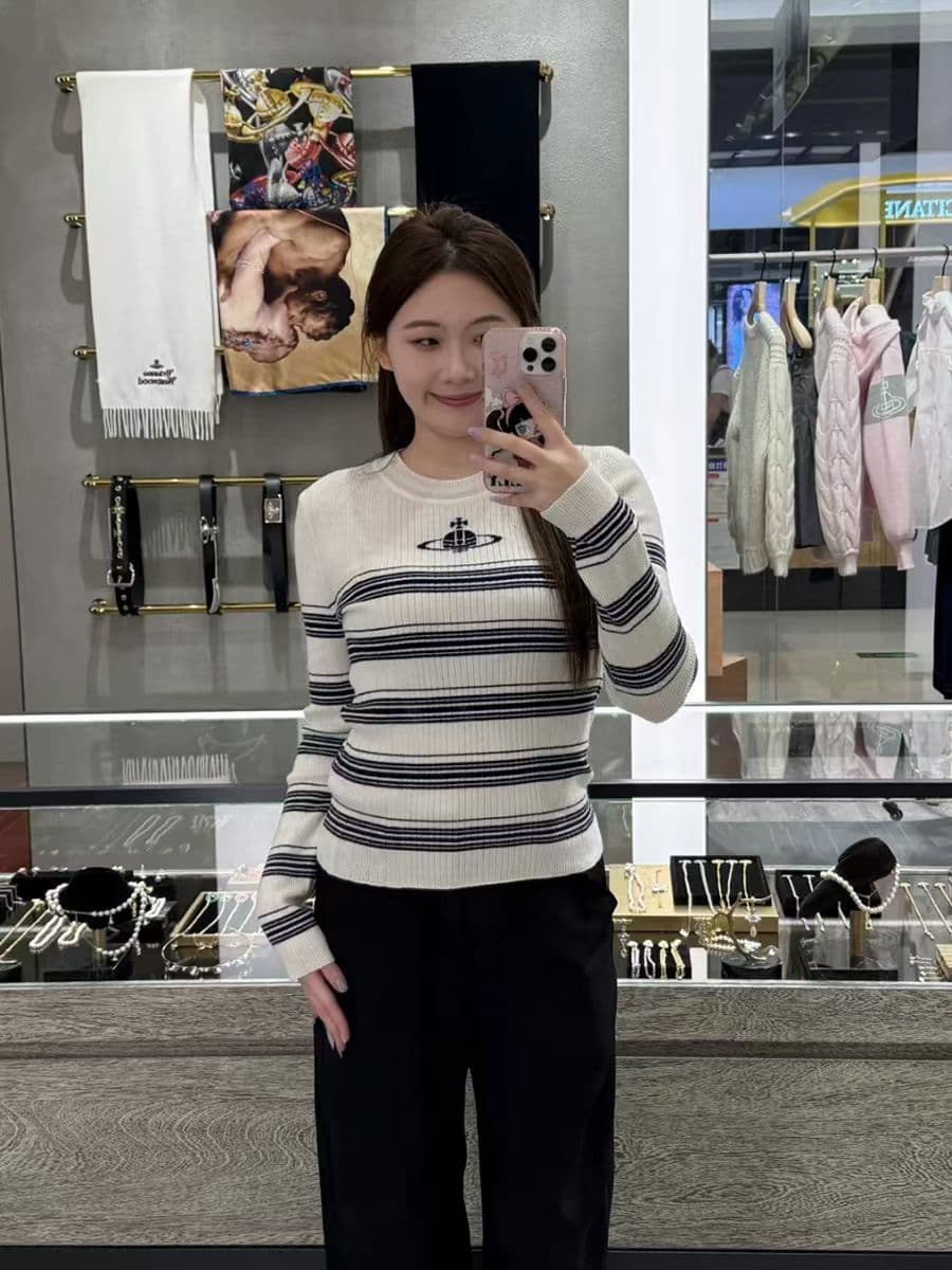 2026 한 부서 느긋한 바람 스트라이프 긴팔 라운드 넥 티셔츠 이른 가을 새로운 루즈핏 캐주얼 다용도 기본 셔츠 맨위 상세 이미지 8