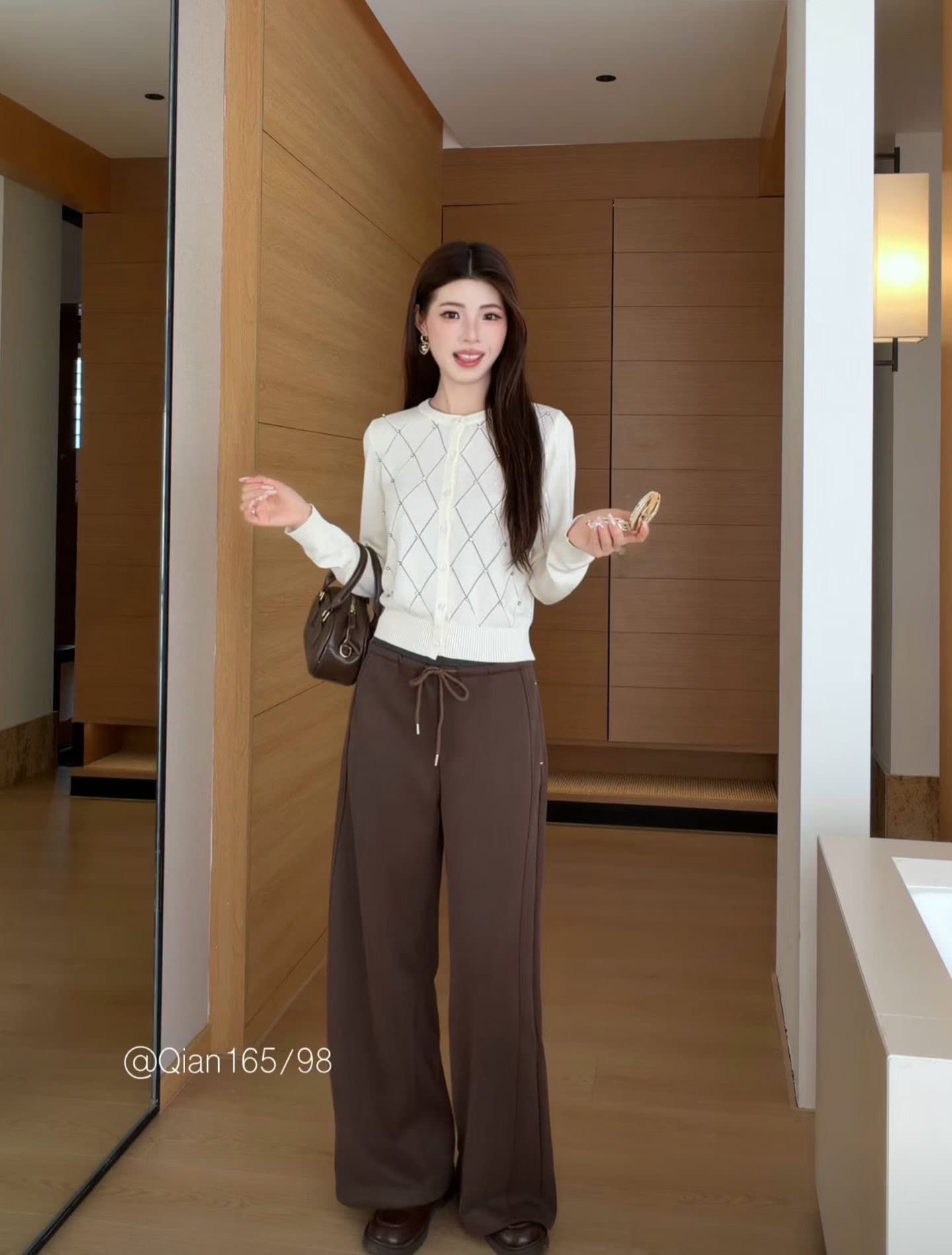 원본 이순신 한국 여성 의류 fifteen-26 년 가을 켜기 새로운 미니멀리즘 라운드 넥 홀로우 아웃 캐주얼 니트 오픈 가디건 상세 이미지 6