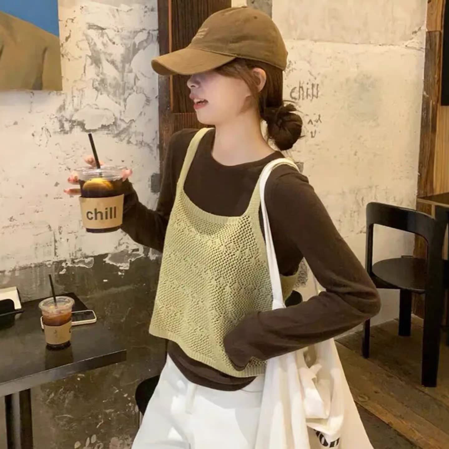 한 부서 착용 가져 가라. 단색 패치워크 라운드 넥 긴팔 니트 스웨터 여성 가을 자이언트 잘 생긴 ~ 중 슬립 세트 맨위 아니요 명중 섹션 상세 이미지 6