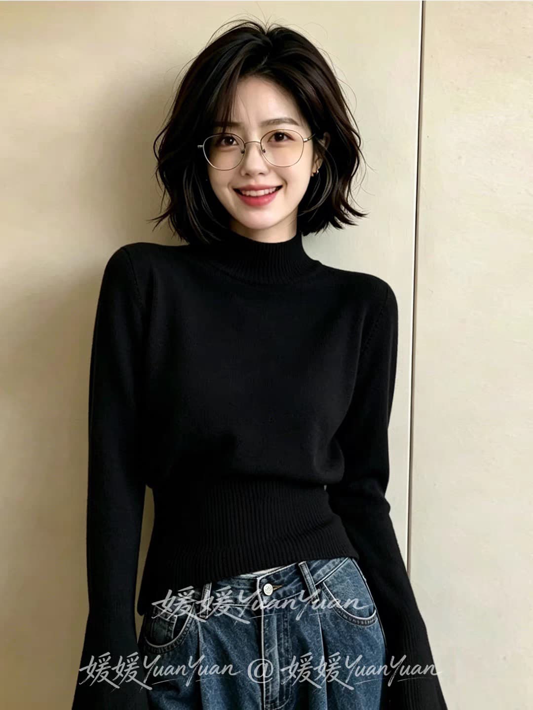 한 부서 품격 반하이넥 나팔 소매 니트 스웨터 여성 2026 가을 겨울 허리 수축 슬림해 보이는 긴팔 기본 셔츠 nis 트렌디 이미지 2