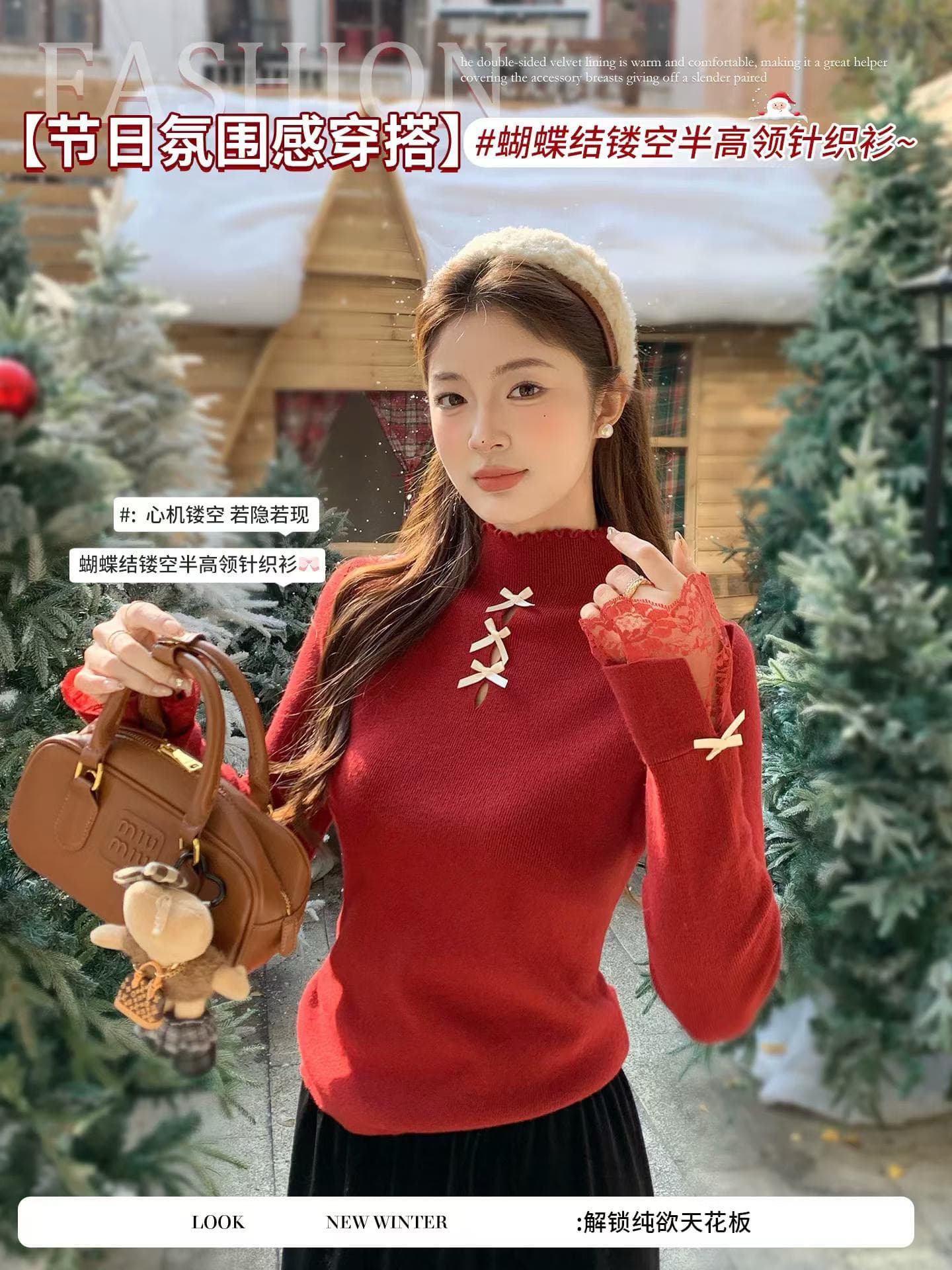 몸매 가꾸기 반하이넥 레이스 기본 셔츠 여성 인사이드 가져 가라. 스웨터 2026 새로운 겨울 착용 가져 가라. 프릴 니트 맨위 상세 이미지 5