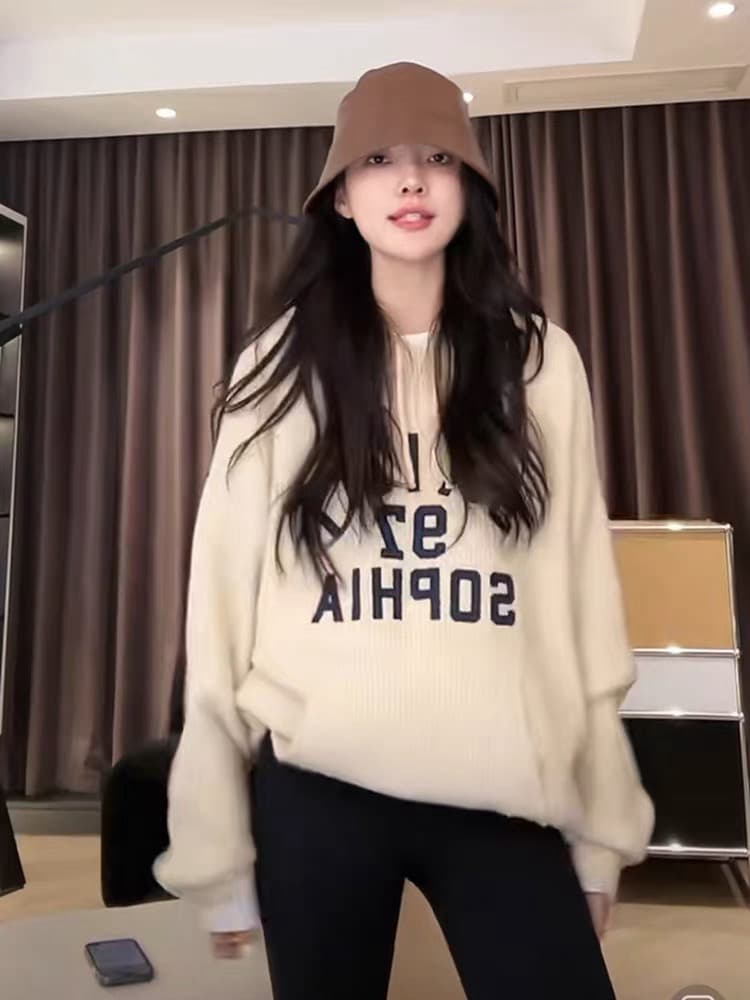한 부서 조기 가을 파란색 니트 카디건 코트 여성 의류 작은 키 루즈핏 캐주얼 느긋한 품격 허리 수축 맨위 상세 이미지 5