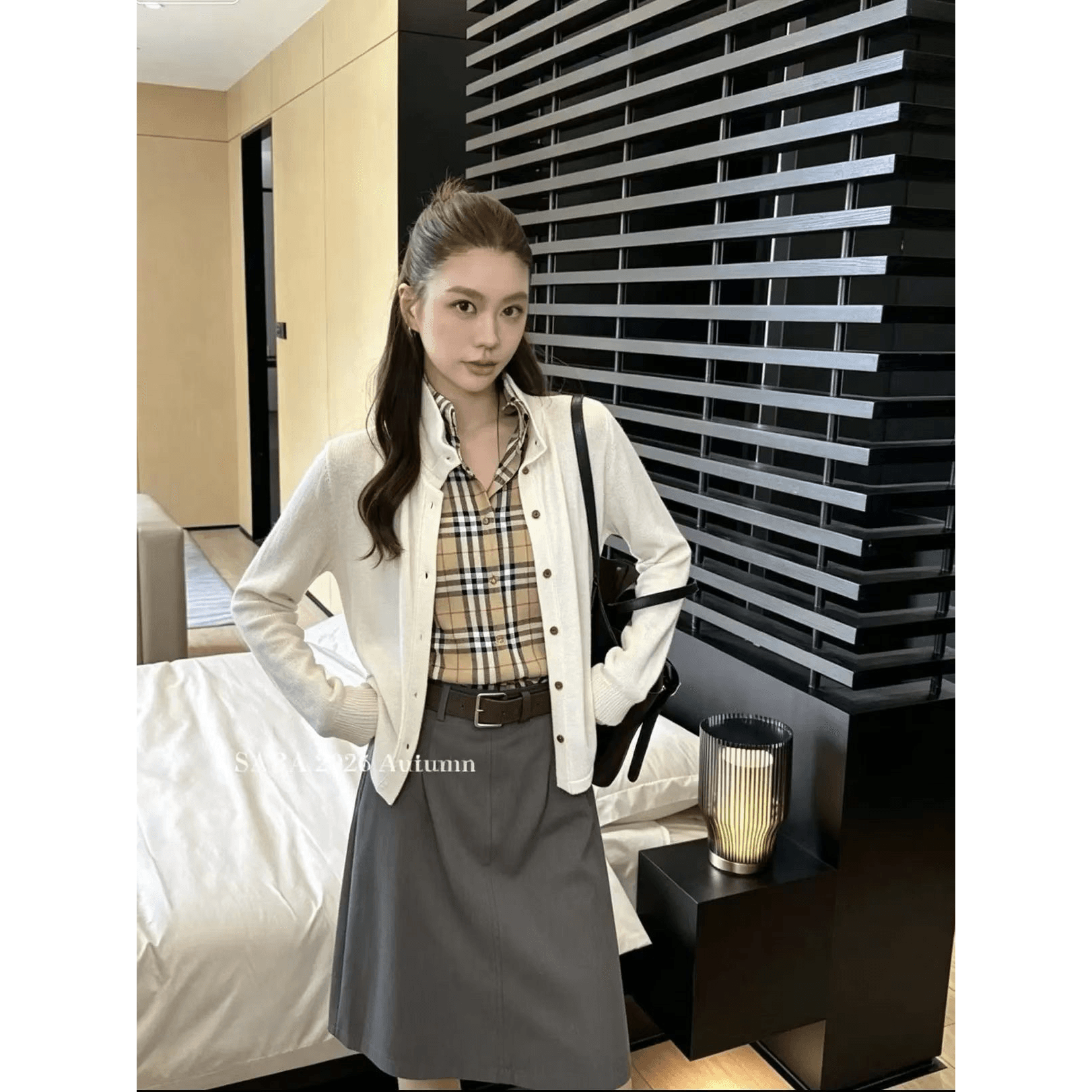 슈퍼 얇은 양모 2026 이른 가을 새로운 스탠드 칼라 긴팔 오래된 돈 바람 페이크 레이어드 싱글 줄 버튼 니트 오픈 가디건 유럽 역 이미지 5