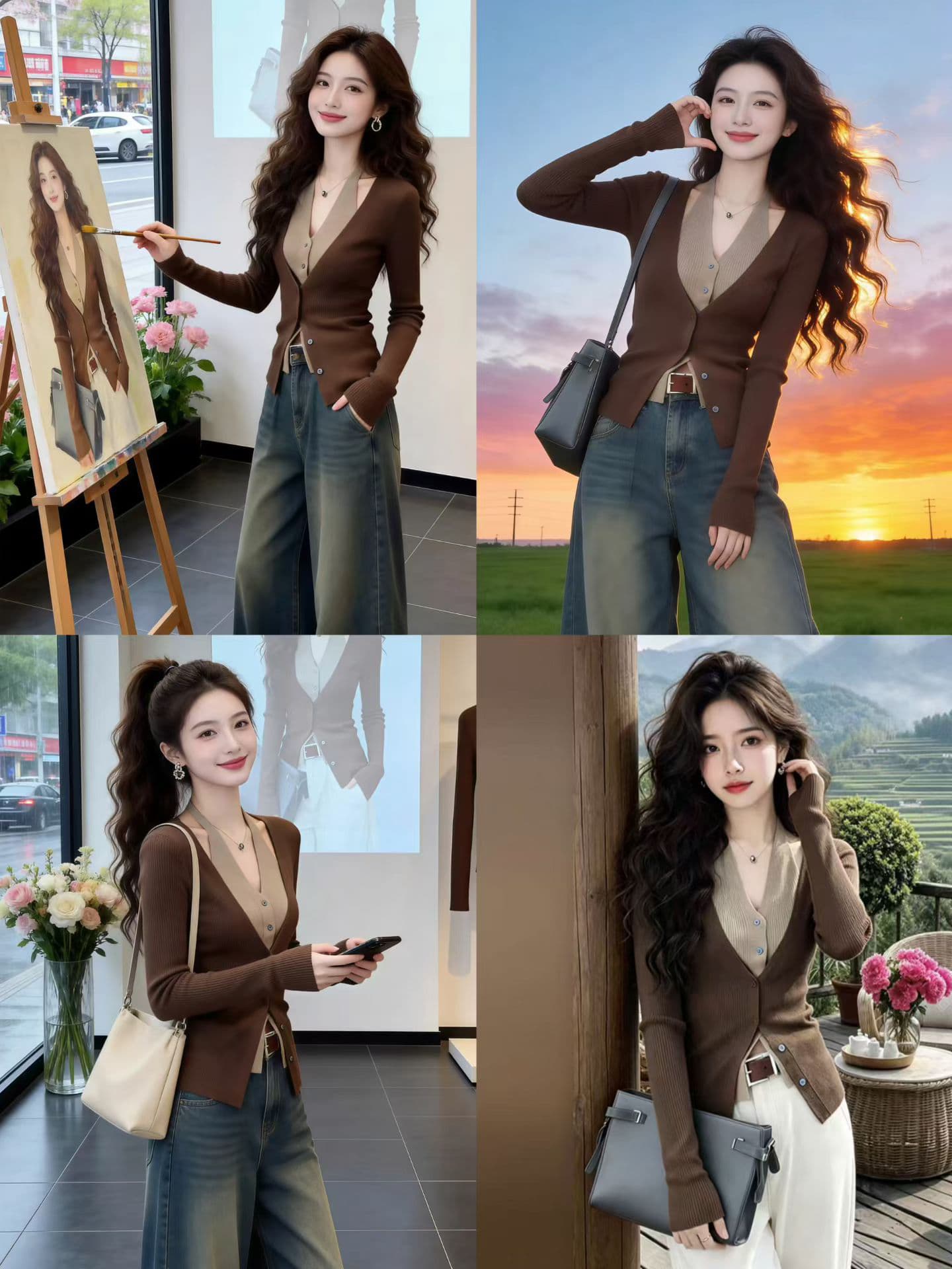 패션 한국 스타일 페이크 레이어드 반팔 티셔츠 외국 가스 여름 얇고 가벼운 패션 배색 패치워크 슬림해 보이는 작은 대중 니트 스웨터 상세 이미지 10