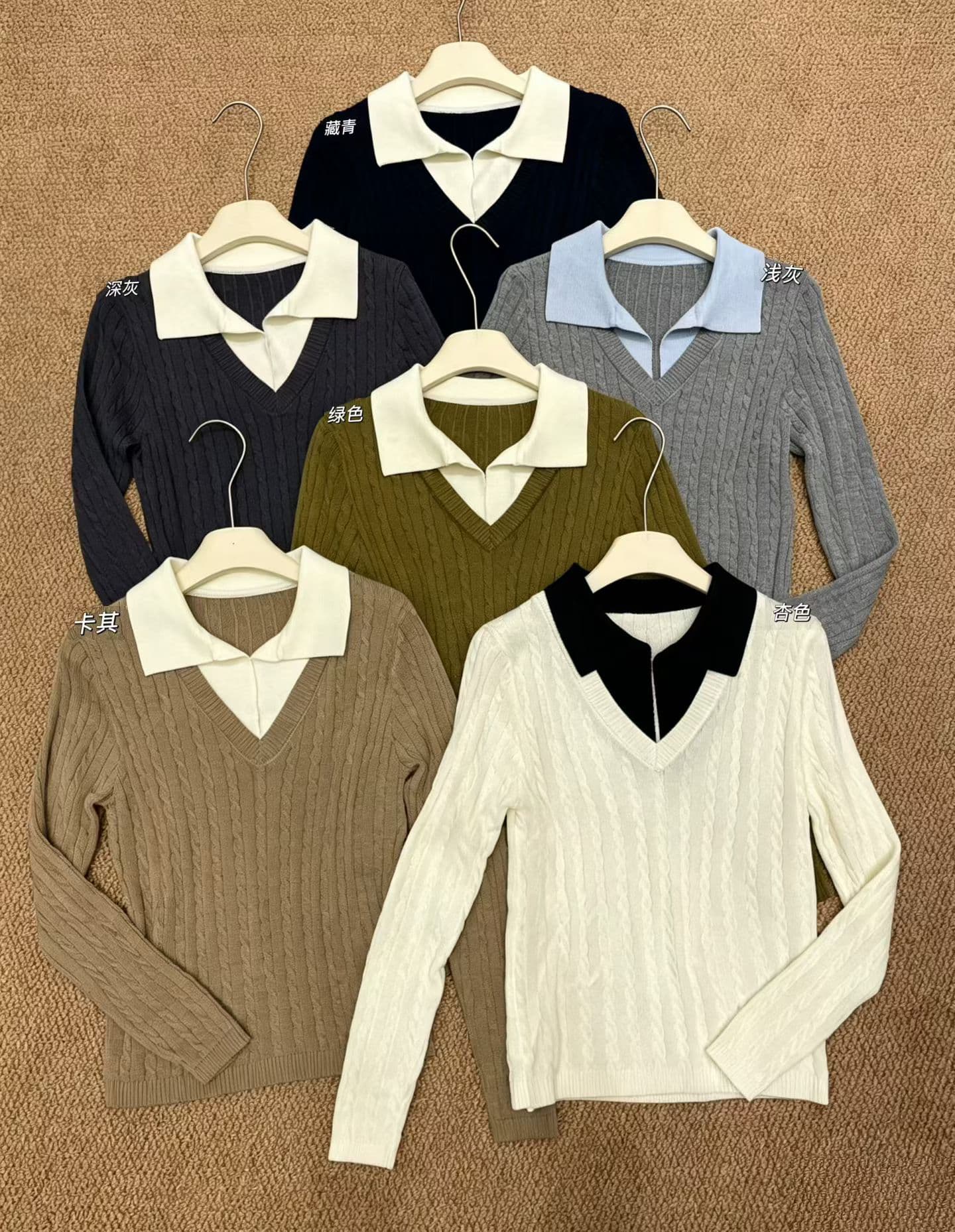 오래된 돈 바람 POLO 칼라 페이크 레이어드 긴팔 니트 스웨터 여성 가을 디자인 센스 몸매 가꾸기 슬림해 보이는 품격 만나는 맨위 상세 이미지 1