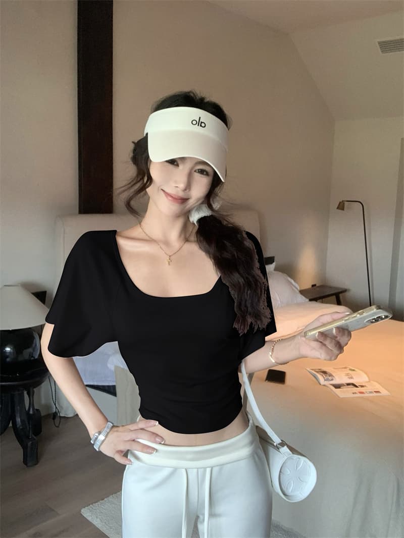 실사 정가 u 칼라 디자인 센스 백리스 반팔 티셔츠 펌프 로프 맨위 상세 이미지 1