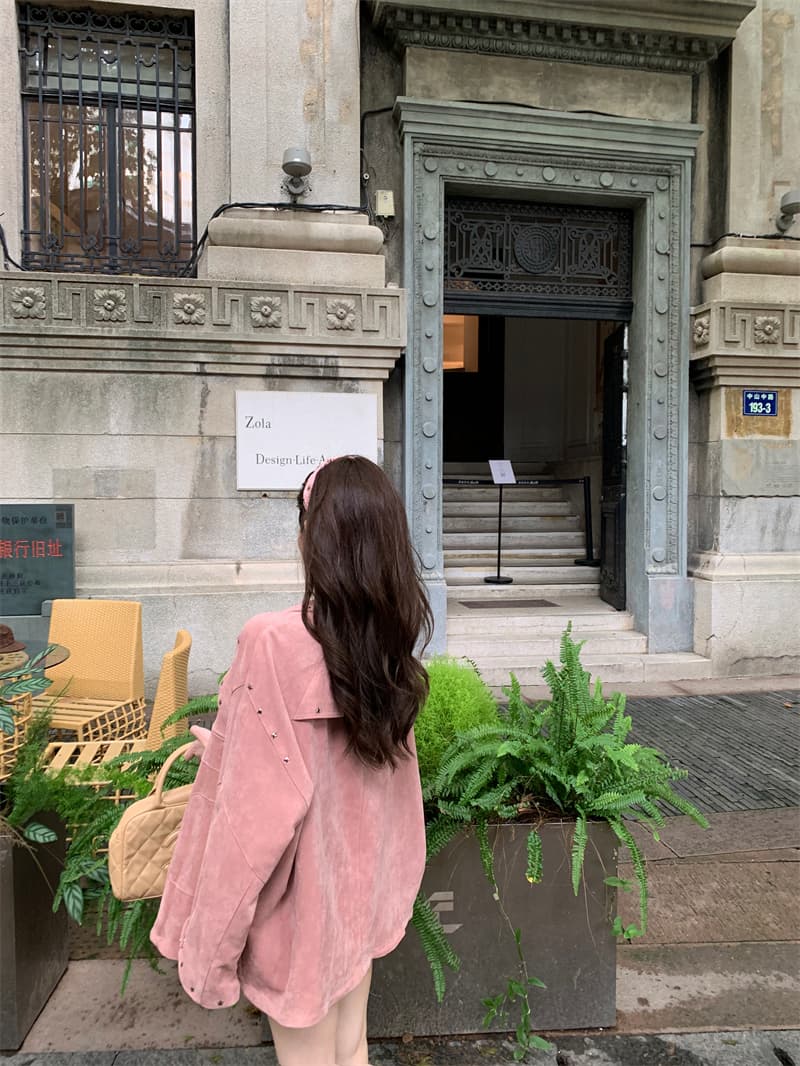 실사 정가 가을 겨울 루즈핏 사슴 캐시미어 짧은 외투 상세 이미지 8