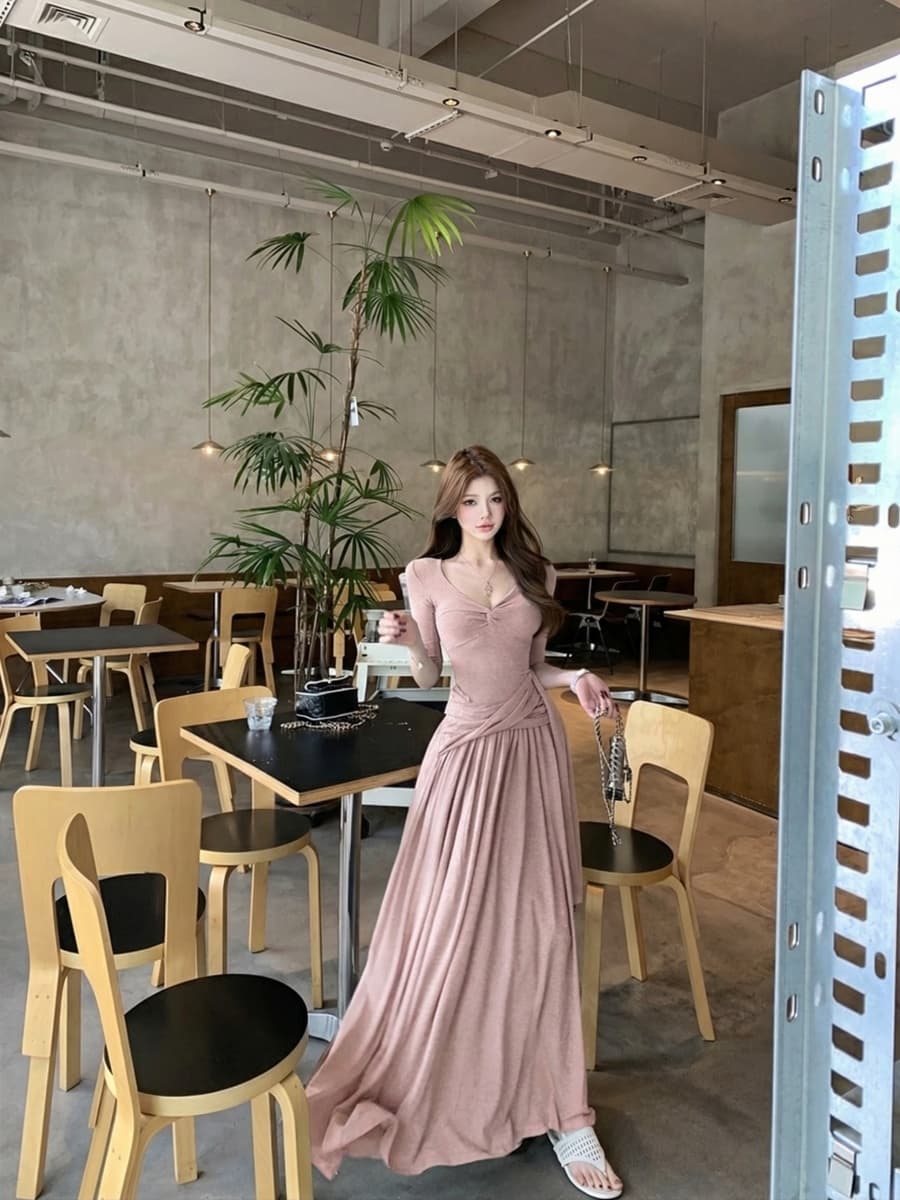 실사 정가 순수한 욕망 바람 매듭 섹시함 하이웨이스트 슬림해 보이는 드레스 일상 대 치마 상세 이미지 1
