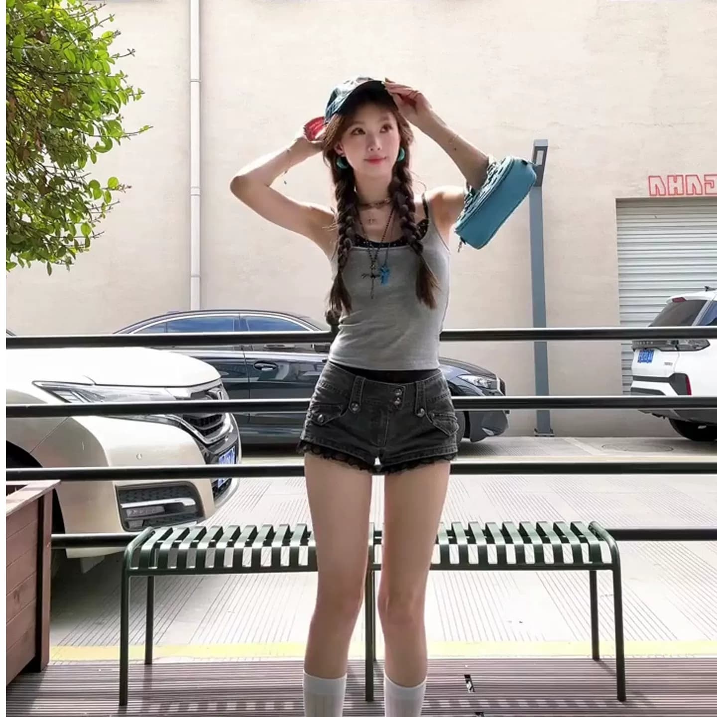 핫걸 바람 페이크 레이어드 도트 무늬 캐미솔 여름 몸매 가꾸기 슬림해 보이는 디자인 센스 배색 달콤한 핫걸 맨위 얇은 이미지 5