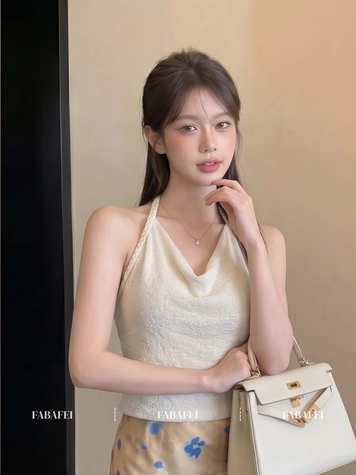 빛 요리 한 부드러운 바람 행침 목 흔들다 칼라 조끼 여성 여름 꽈배기 짜임 어깨끈 질감 조끼 휴가 바람 맨위 상세 이미지 3