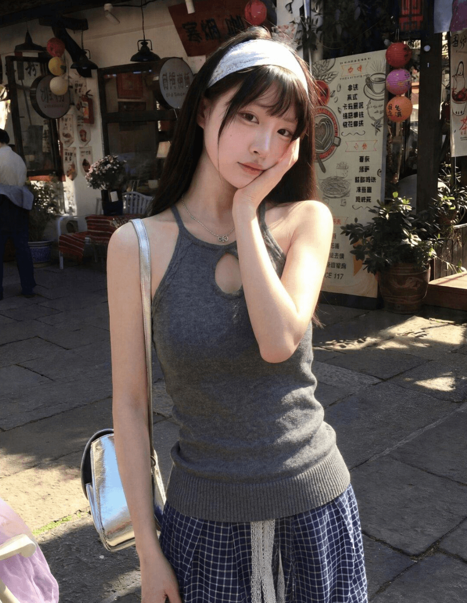 핑크색 홀로우 아웃 행침 목 니트 캐미솔 여름 새로운 몸매 가꾸기 슬림해 보이는 달콤한 매운맛 착용 가져 가라. 인사이드 가져 가라. 외출용 맨위 이미지 3