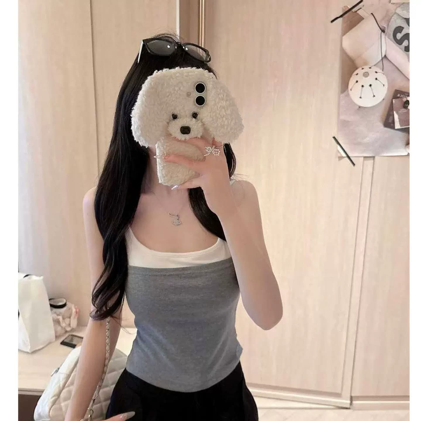 순수한 욕망 바람 핫걸 배색 캐미솔 패치워크 페이크 레이어드 여성 여름 몸매 가꾸기 슬림해 보이는 다용도 벨트 가슴 패드 의류 상세 이미지 3