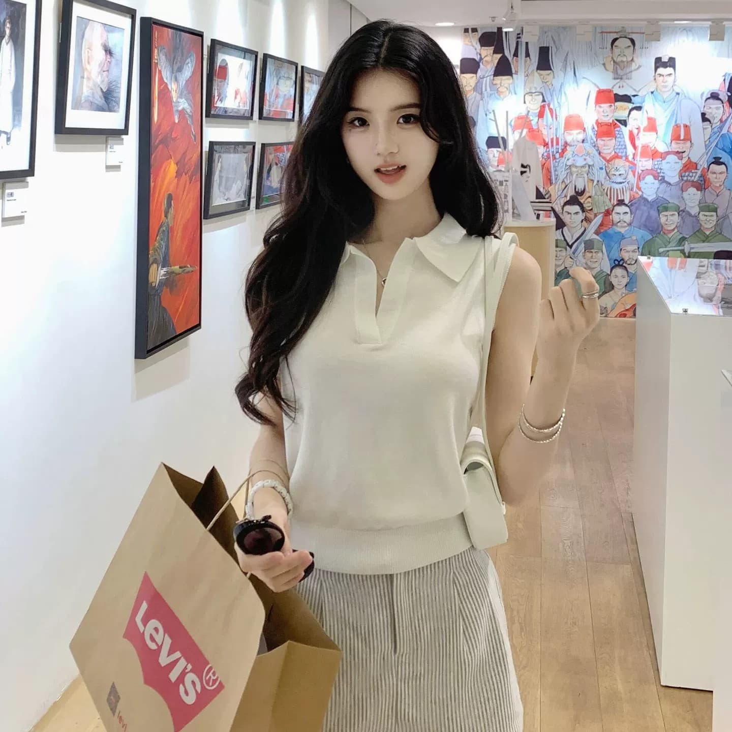 빛 요리 한 출퇴근 바람 POLO 칼라 민소매 니트 조끼 여성 여름 외출용 몸매 가꾸기 슬림해 보이는 다용도 품격 맨위 얇은 상세 이미지 5