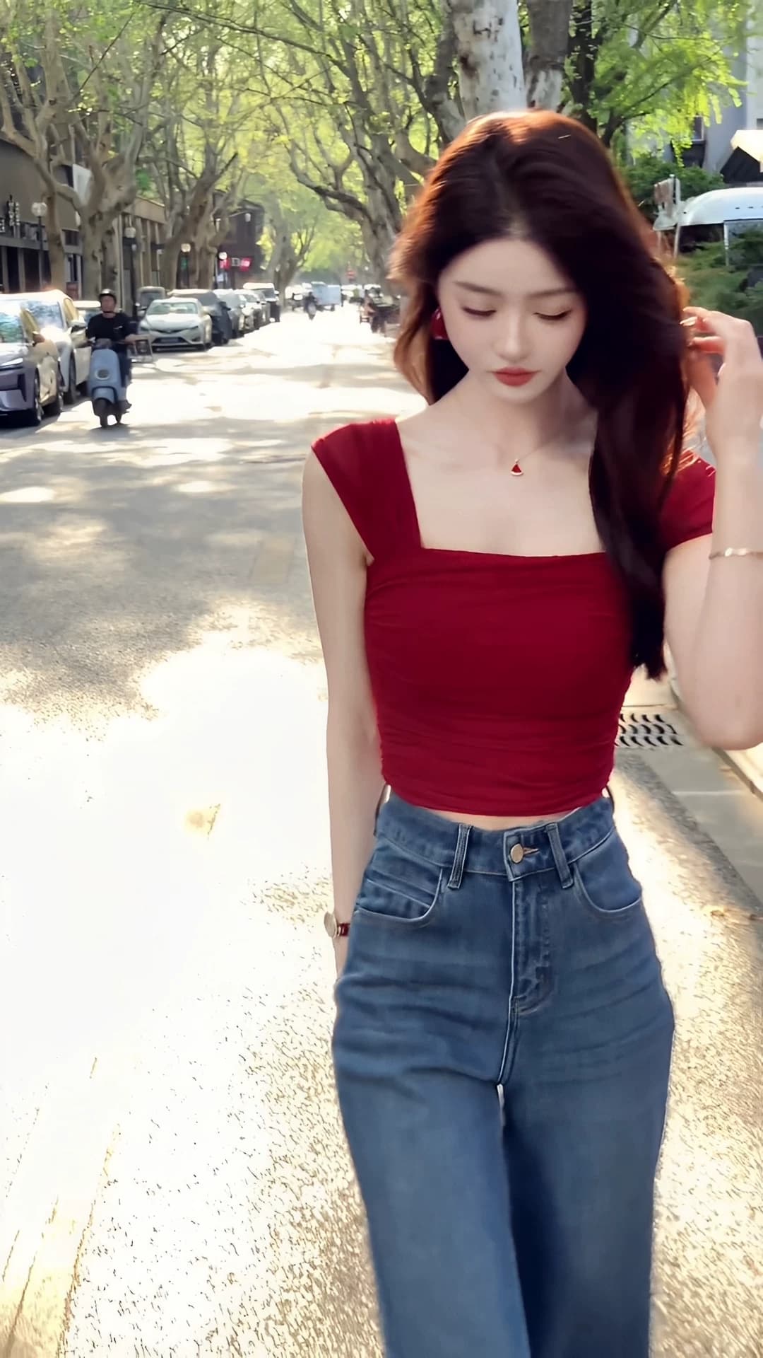 핫걸 순수한 욕망 바람 빨간색 광장 칼라 조끼 여성 여름 쇼트 스타일 작은 대중 디자인 센스 섹시함 드 러 핫걸 맨위 이미지 3