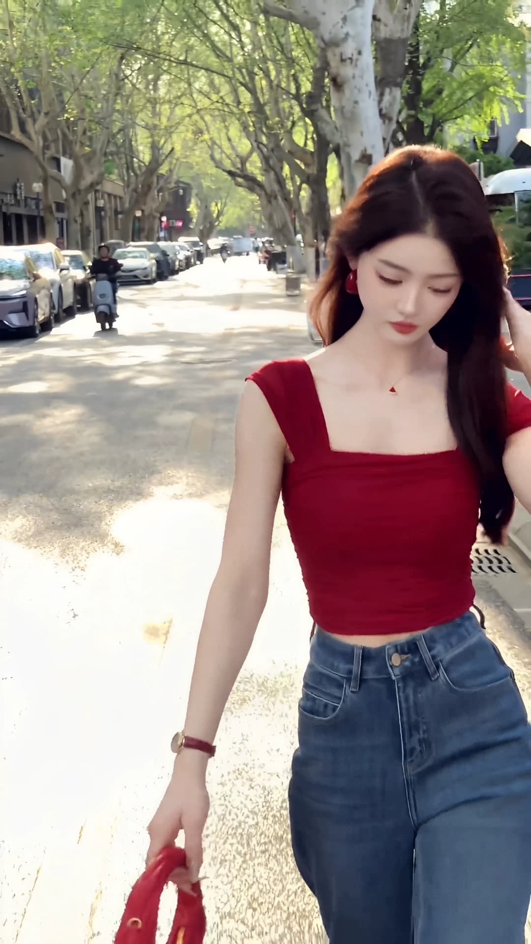 핫걸 순수한 욕망 바람 빨간색 광장 칼라 조끼 여성 여름 쇼트 스타일 작은 대중 디자인 센스 섹시함 드 러 핫걸 맨위 상세 이미지 2