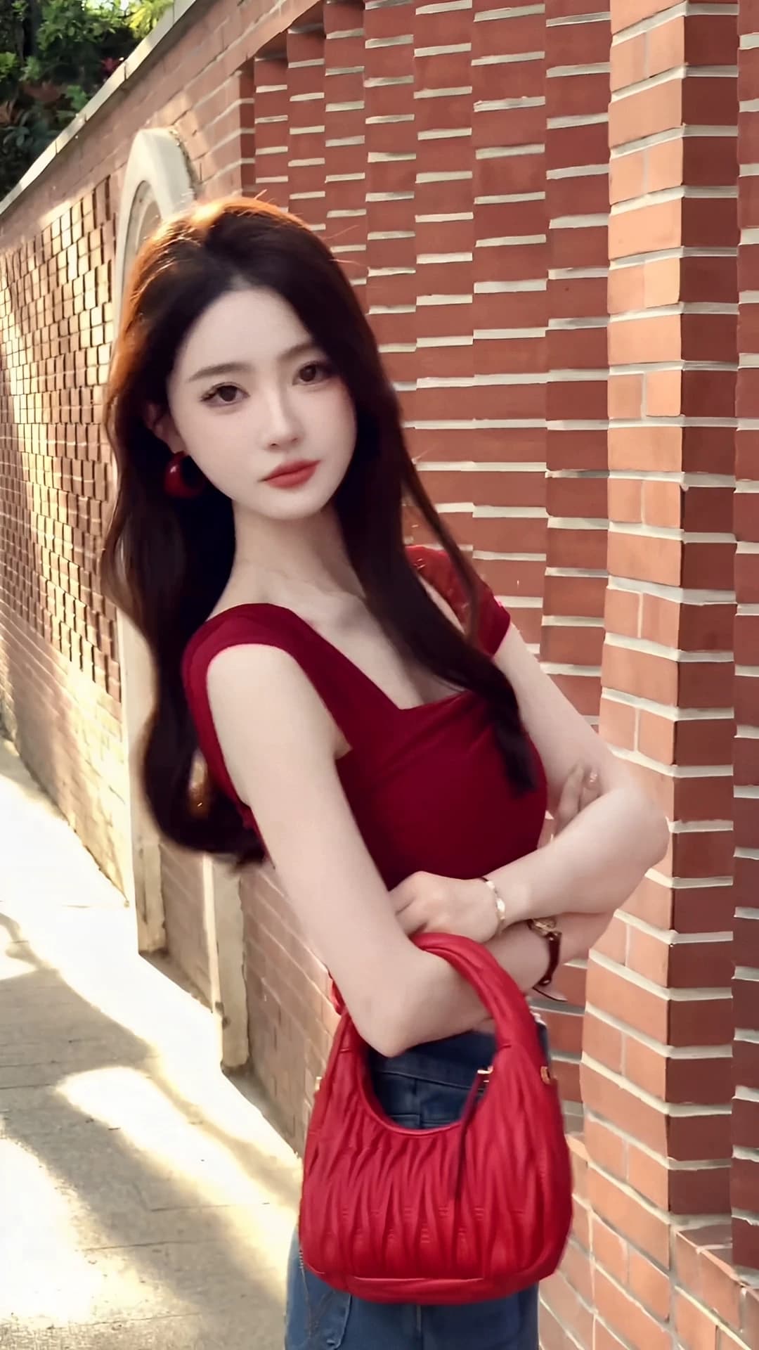 핫걸 순수한 욕망 바람 빨간색 광장 칼라 조끼 여성 여름 쇼트 스타일 작은 대중 디자인 센스 섹시함 드 러 핫걸 맨위 상세 이미지 3