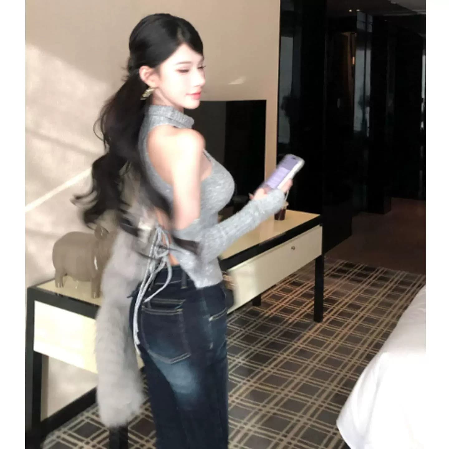 순수한 욕망 섹시함 바람 행침 목 터틀넥 니트 스웨터 여성 여름 몸매 가꾸기 인사이드 가져 가라. 만나는 조끼 핫걸 민소매 맨위 이미지 2