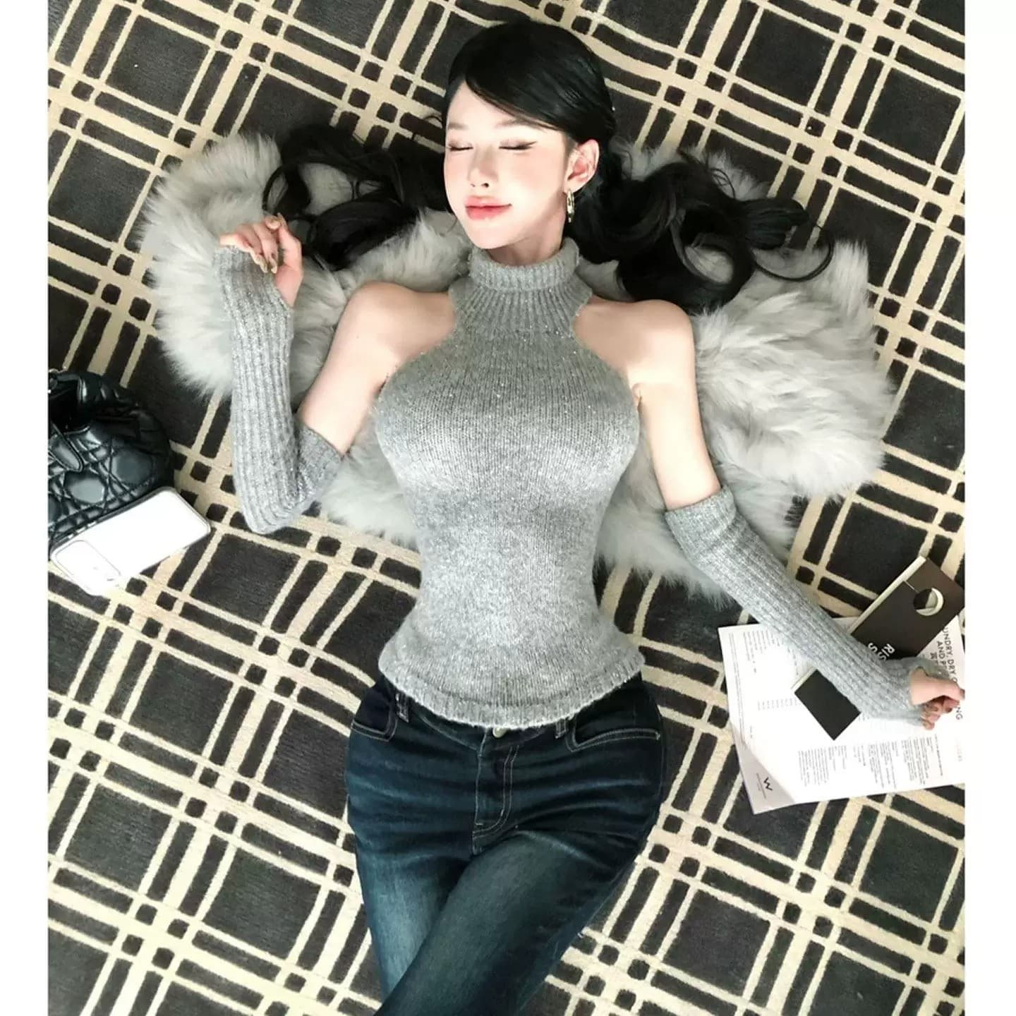 순수한 욕망 섹시함 바람 행침 목 터틀넥 니트 스웨터 여성 여름 몸매 가꾸기 인사이드 가져 가라. 만나는 조끼 핫걸 민소매 맨위 이미지 3