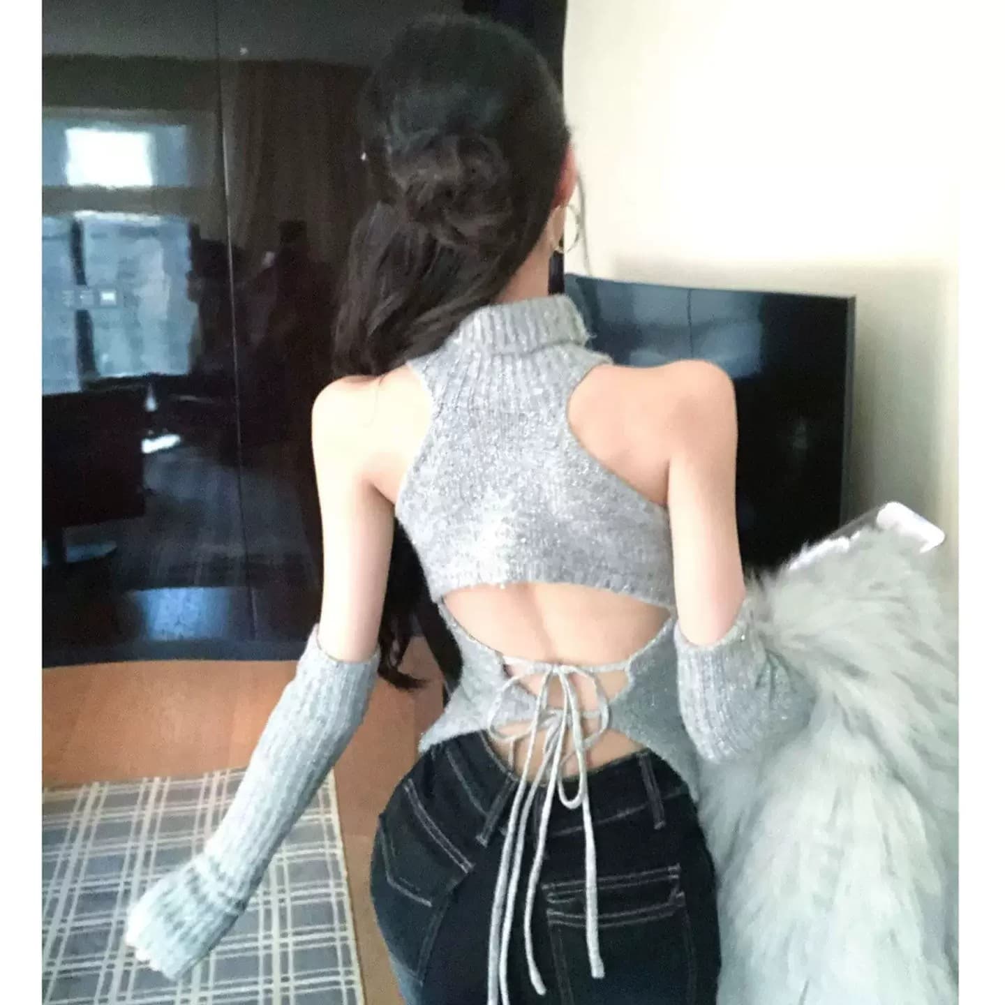 순수한 욕망 섹시함 바람 행침 목 터틀넥 니트 스웨터 여성 여름 몸매 가꾸기 인사이드 가져 가라. 만나는 조끼 핫걸 민소매 맨위 상세 이미지 2