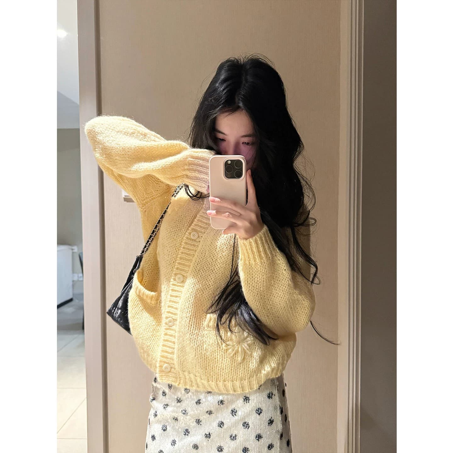 부드러운 한 부서 바람 황색 니트 오픈 가디건 여성 가을 와이드 부드러운 찹쌀 슬림해 보이는 연령 감소 스웨터 코트 긴팔 맨위 상세 이미지 4