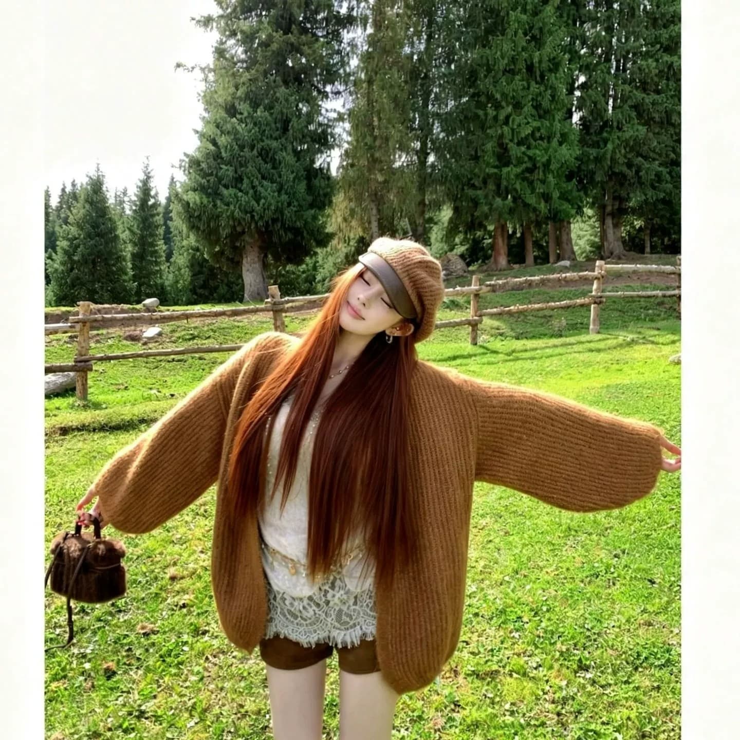 느긋한 바람 주황색 벌룬 소매 스웨터 여자 루즈핏 가을 겨울철 루즈핏 슬림해 보이는 품격 아름다운 니트 카디건 코트 상세 이미지 1