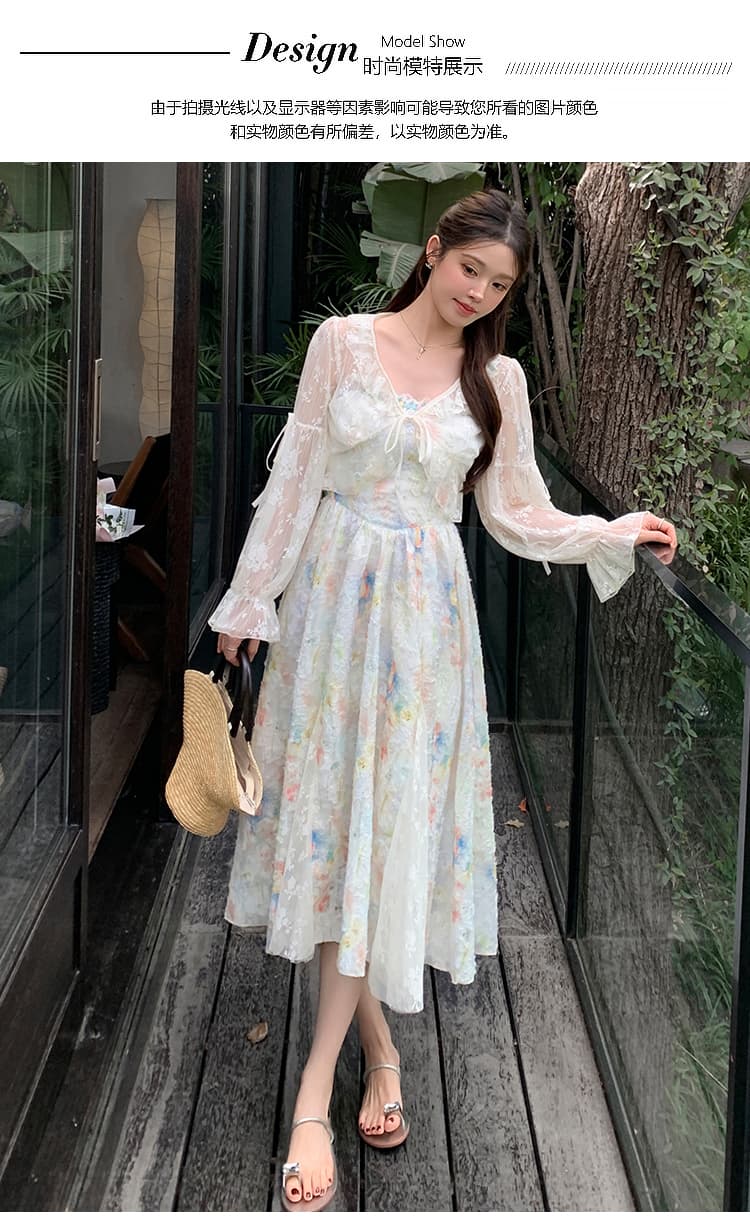 프랑스식 슬립 꽃무늬 여성 드레스 여름 허리 수축 품격 롱 코트 부드러운 바람 요정 치마 휴가 해변 드레스 상세 이미지 11