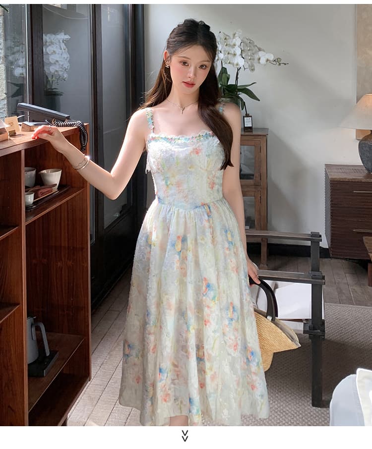 프랑스식 슬립 꽃무늬 여성 드레스 여름 허리 수축 품격 롱 코트 부드러운 바람 요정 치마 휴가 해변 드레스 상세 이미지 18