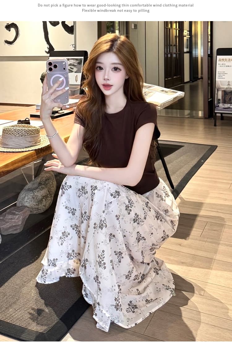 케이크를 잘라 직접 만든 남쪽 법 편지 작은 여름 프릴 망사 꽃무늬 도트 무늬 하이웨이스트 반신 스커트 상세 이미지 14