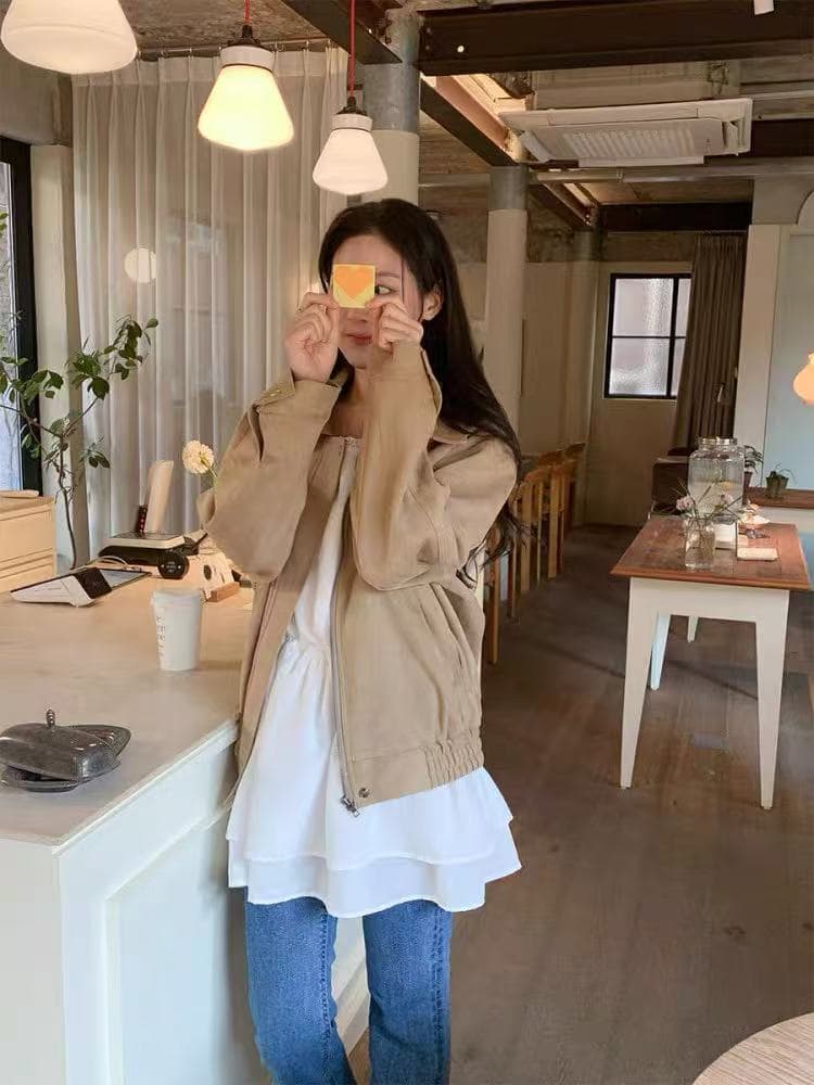 레이스 조각 광장 칼라 펌프 로프 레이스업 허리 수축 슬립 조끼 스커트 품격 인사이드 가져 가라. 드레스 계층의 감각 치마 상세 이미지 11