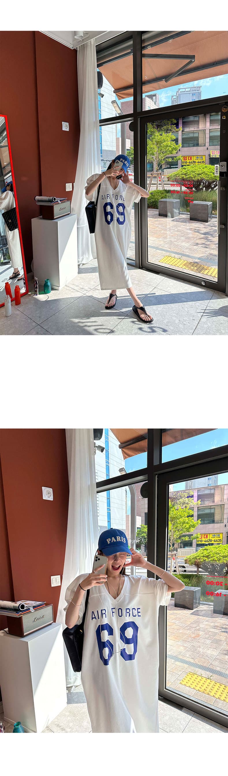 있음 선적 한국 동대문 전후 알파벳 프린트 티셔츠 여성 드레스 상세 이미지 3