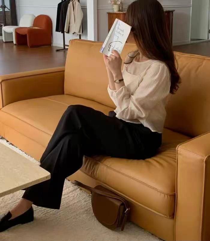 쉬폰 블라우스 작은 슬링 조끼 긴팔 블라우스 스택 착용 투피스 세트 질감 센스 셔츠 품격 맨위 세트 상세 이미지 6