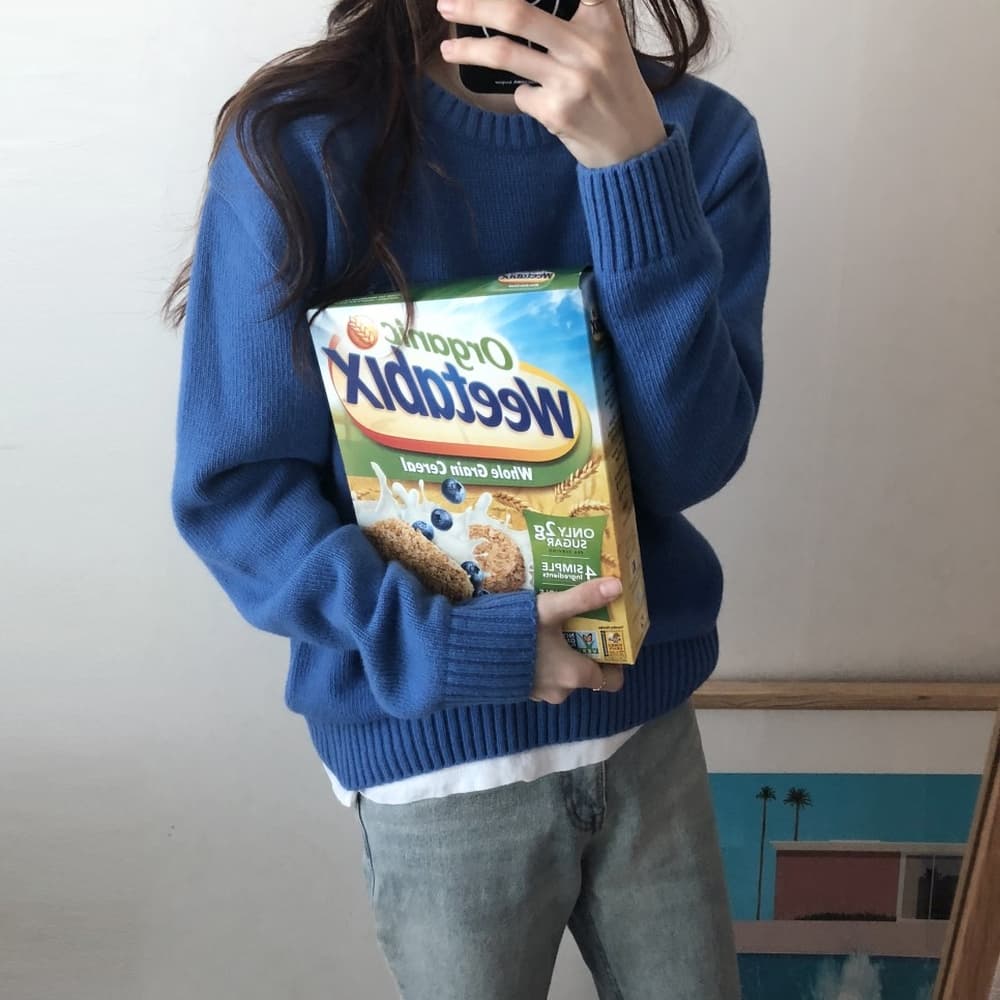 부드러운 찹쌀 찹쌀 스웨터 여자 풀오버 가을 겨울 외출용 루즈핏 느긋한 바람 단색 인사이드 가져 가라. 니트 기본 셔츠 두꺼운 상세 이미지 3