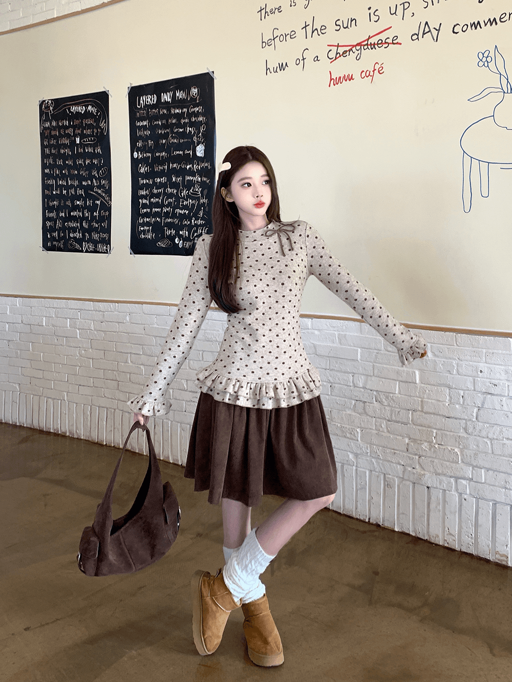 재고 있음 실사 봄 가을 레트로 도트 무늬 나비 매듭 레이스 몸매 가꾸기 슬림해 보이는 인사이드 가져 가라. 기본 셔츠 여성 셔츠 상세 이미지 7