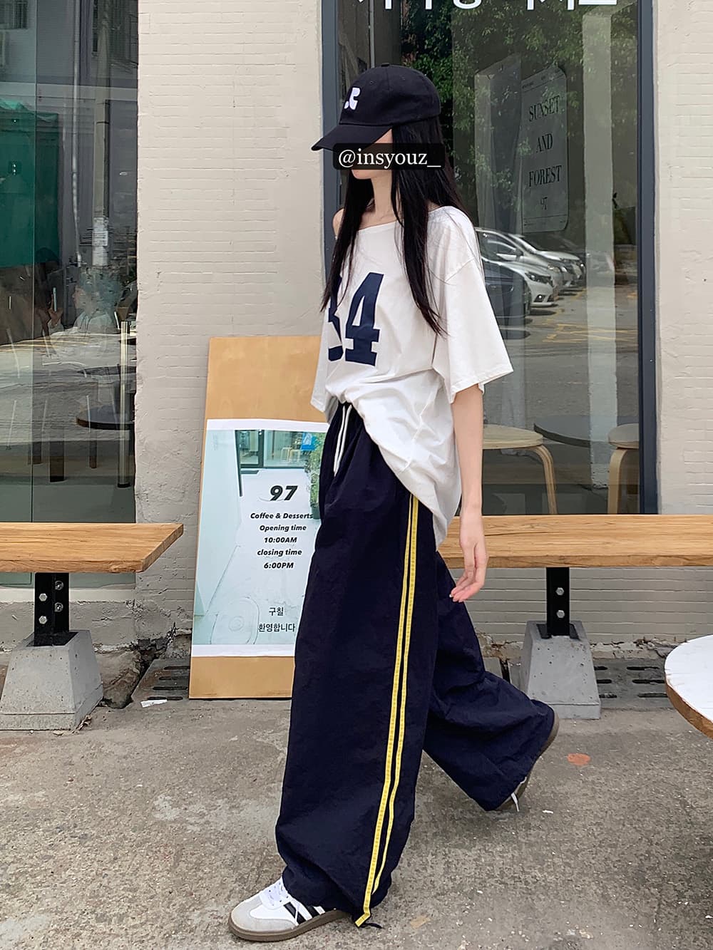 실사 측면 배색 싸움 기사 하이웨이스트 스트레이트 캐주얼 바지 여성 새로운 워크웨어 팬츠 허리밴드 긴 바지 운동 바지 상세 이미지 13
