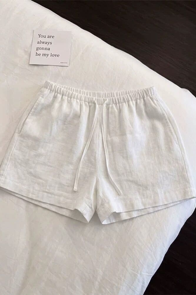 재고 있음 미니멀리즘 느긋한 아마 펌프 로프 넓은 다리가 짧다. 바지 여성 여름 통기성 운동 수 있습니다. 외출용 나가라. 파자마 바지 이미지 6