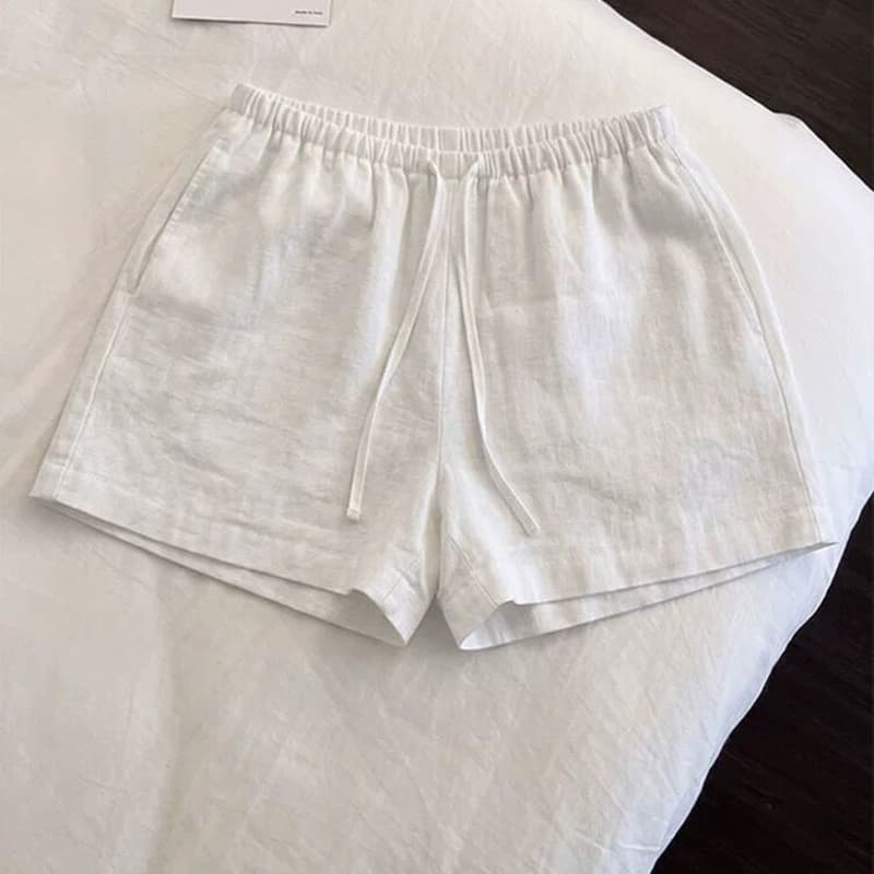 재고 있음 미니멀리즘 느긋한 아마 펌프 로프 넓은 다리가 짧다. 바지 여성 여름 통기성 운동 수 있습니다. 외출용 나가라. 파자마 바지 이미지 5
