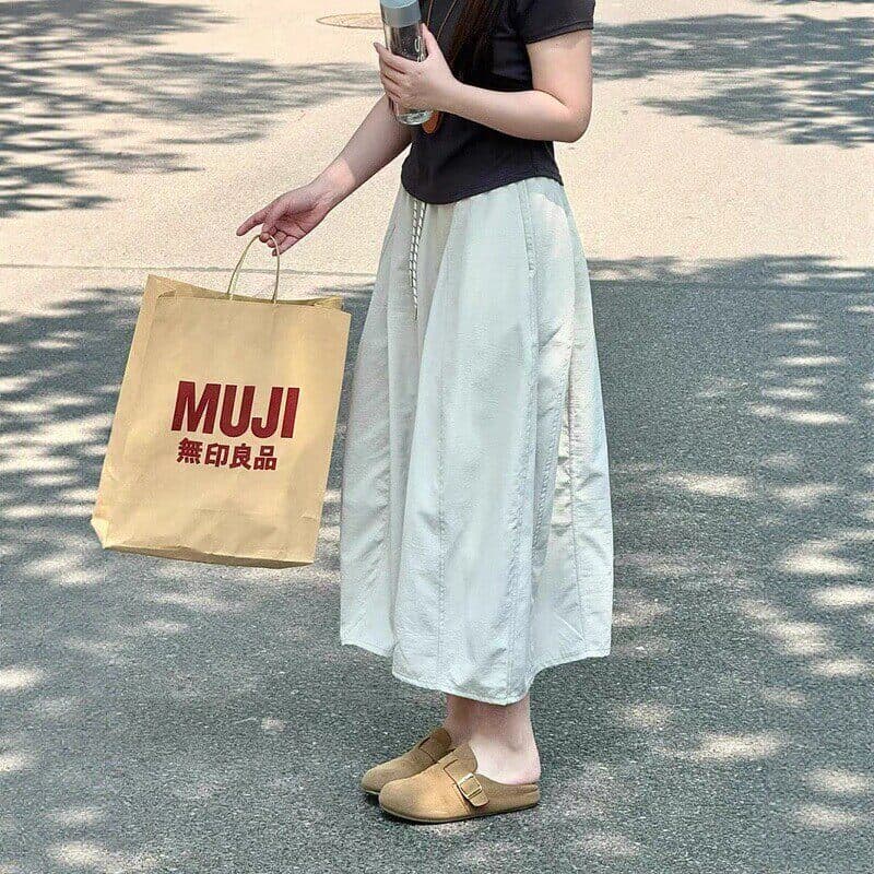 얕은 카키 호박 치마 여름 얇은 스타일 워크웨어 반신 스커트 빅 사이즈 지방 mm 슬림해 보이는 랜턴 치마 상세 이미지 14