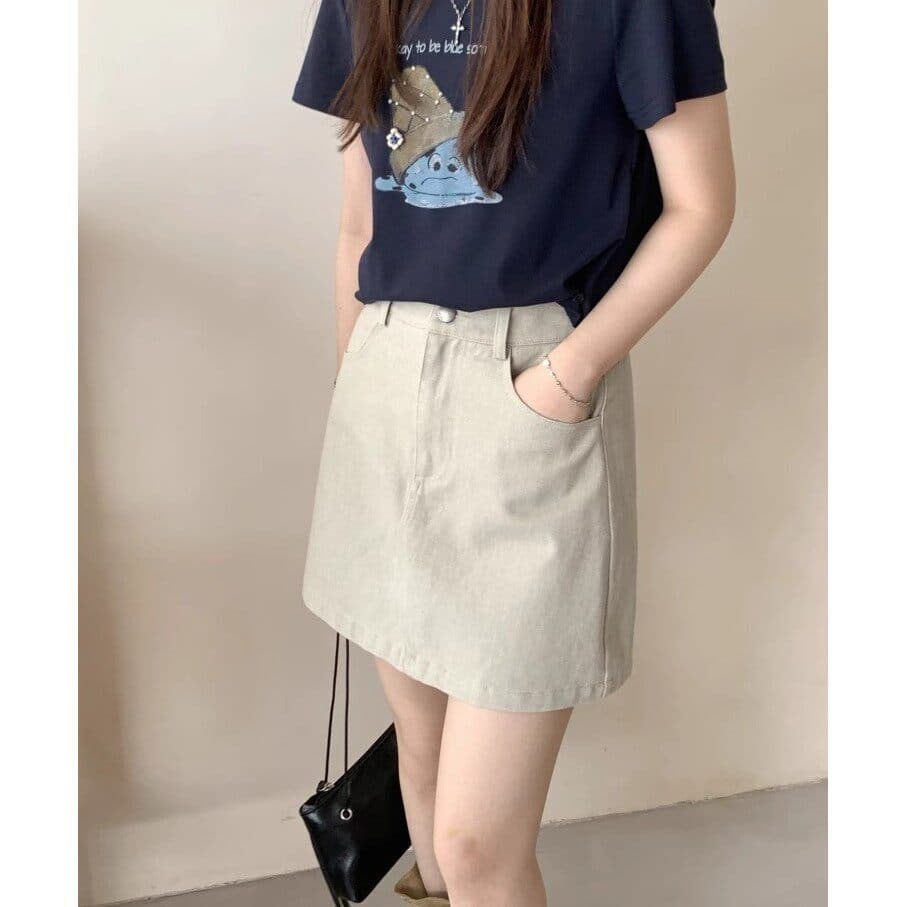 빅 사이즈 데님 반신 스커트 여성 봄 여름 A라인 스커트 미니 스커트 슬림해 보이는 하이웨이스트 다용도 표지 넓적 다리 반 스커트 kx 상세 이미지 4