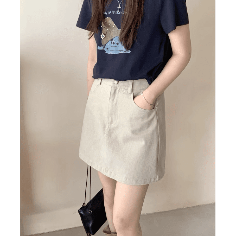 빅 사이즈 데님 반신 스커트 여성 봄 여름 A라인 스커트 미니 스커트 슬림해 보이는 하이웨이스트 다용도 표지 넓적 다리 반 스커트 kx 상세 이미지 5
