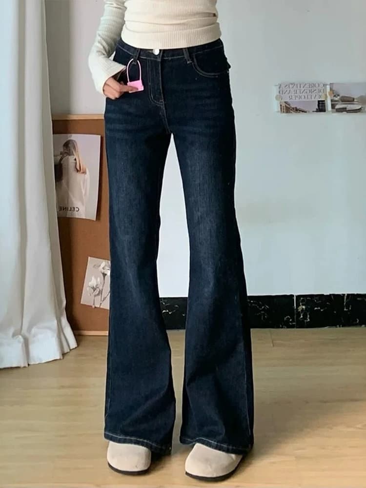 빅 사이즈 부츠컷 청바지 여성 지방 mm 하이웨이스트 패션 다용도 핫걸 몸매 가꾸기 바닥 청소 나팔 바지 kx