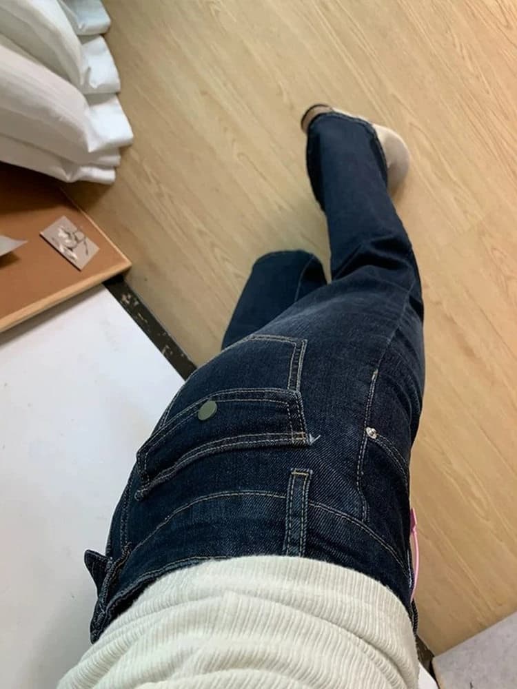 빅 사이즈 부츠컷 청바지 여성 지방 mm 하이웨이스트 패션 다용도 핫걸 몸매 가꾸기 바닥 청소 나팔 바지 kx 이미지 3