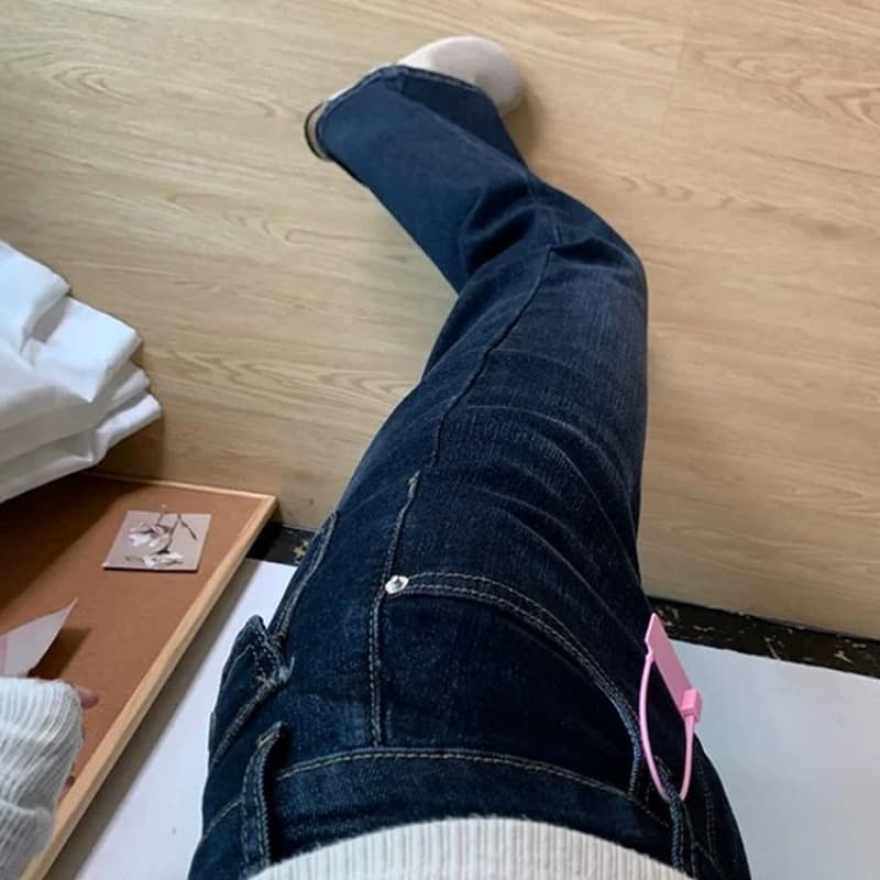 빅 사이즈 부츠컷 청바지 여성 지방 mm 하이웨이스트 패션 다용도 핫걸 몸매 가꾸기 바닥 청소 나팔 바지 kx 이미지 5