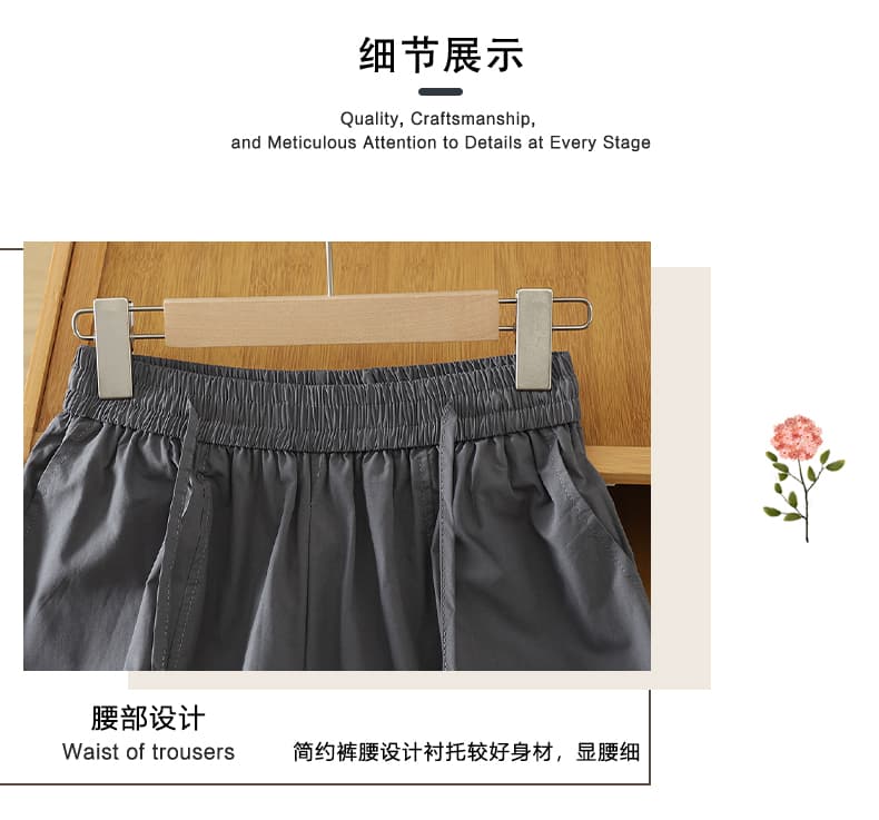 실사 아메리칸 느긋한 휴식 센스 회색 바지 여성 여름 얇은 스타일 2026 새로운 하이웨이스트 도루 센스 루즈핏 모통이 칼 넓은 다리 상세 이미지 5