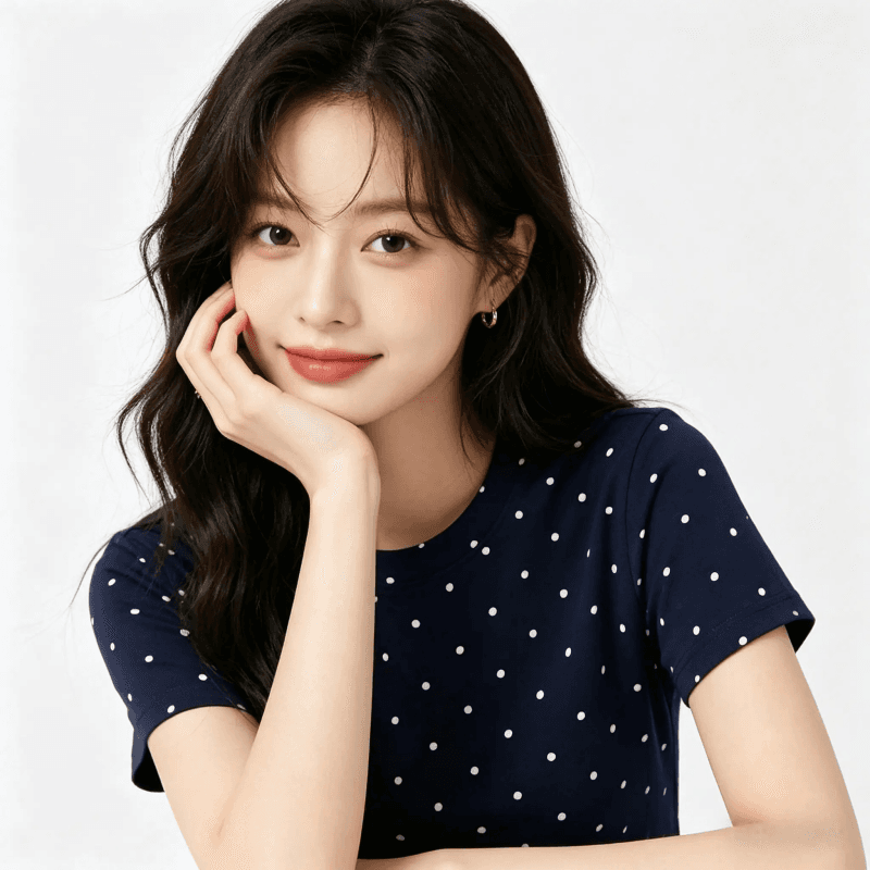 아메리칸 레트로 스타일 도트 무늬 반팔 티셔츠 여성 여름 드레스 몸매 가꾸기 라운드 넥 맨위 트렌드 긍정적 인 어깨 숙녀 이미지 5