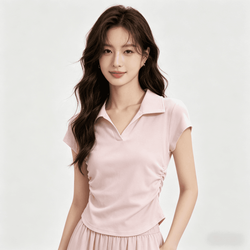 단색 쇼트 스타일 POLO 셔츠 반팔 여름 새로운 몸매 가꾸기 슬림해 보이는 맨위 한국 스타일 폴로 칼라 미니멀리즘 착용 가져 가라. 상세 이미지 6